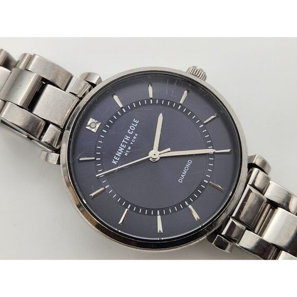 Kenneth Cole Ladies New York KC51114017 Diamond Accented Blue Dial SS Watch - Picture 2 of 8